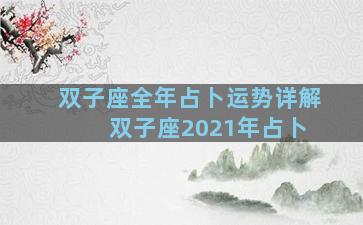 双子座全年占卜运势详解 双子座2021年占卜